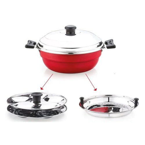 Sowbaghya NS IB Multi Kadai With SS Lid 2 Idly Plates & 1 Steamer Plate INS008 