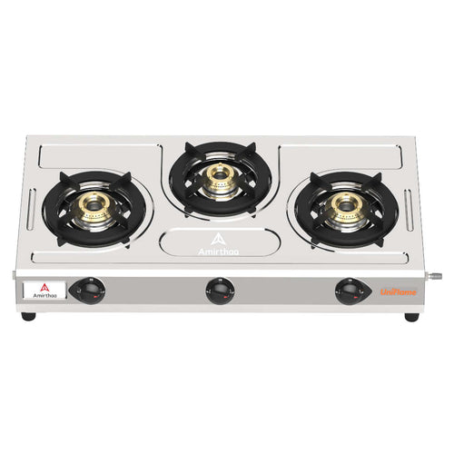 Amirthaa Uniflame Stainless Steel Gas Stove 3 Burner 