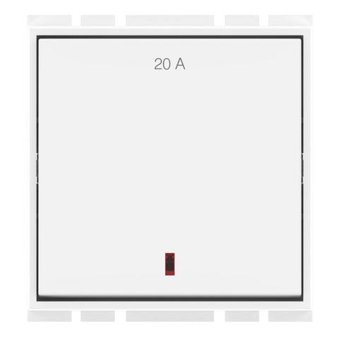 GM Flatino 20A 1 Way Switch With LED Indicator 2 Module Glossy White AC 2 345 