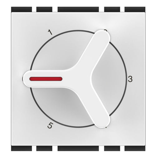 GM 5 Step Fan Regulator With Full Rotary 2 Module Glossy White AC 2 040 