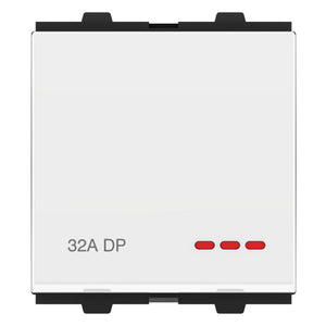 GM Viva 32A DP Switch With LED Indicator 2 Module Glossy White AB 2 024 