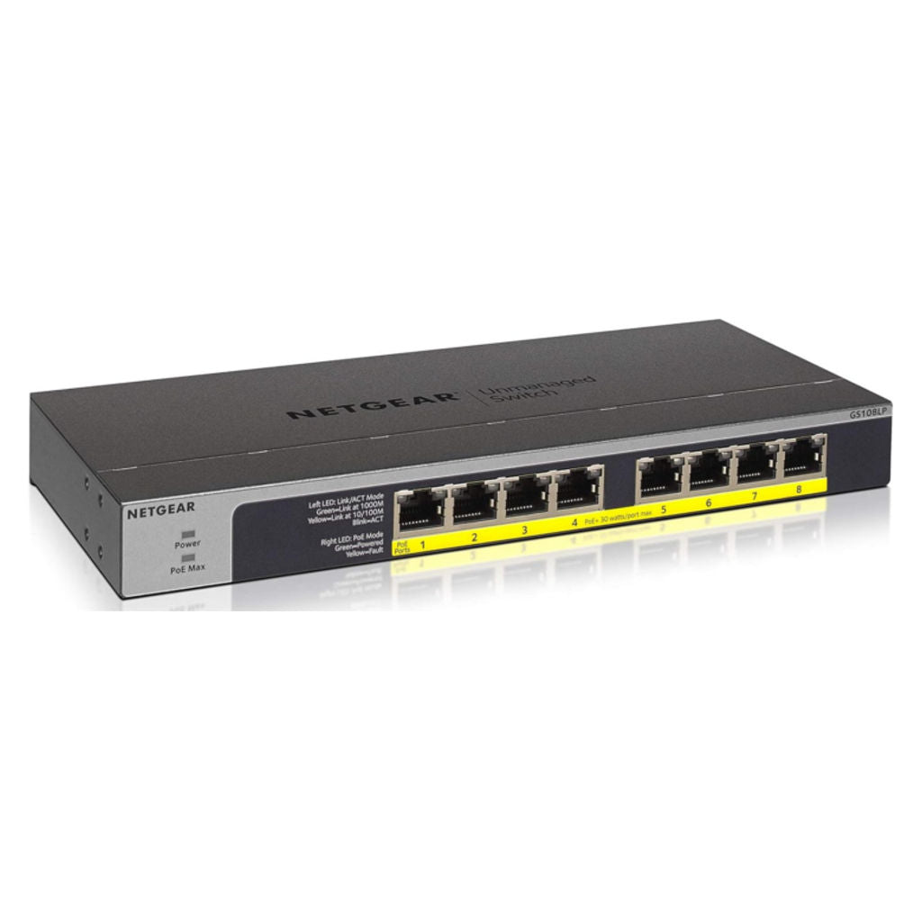 Netgear 8 Port Gigabit Ethernet Unmanaged PoE+ Switch With FlexPoE GS108LP