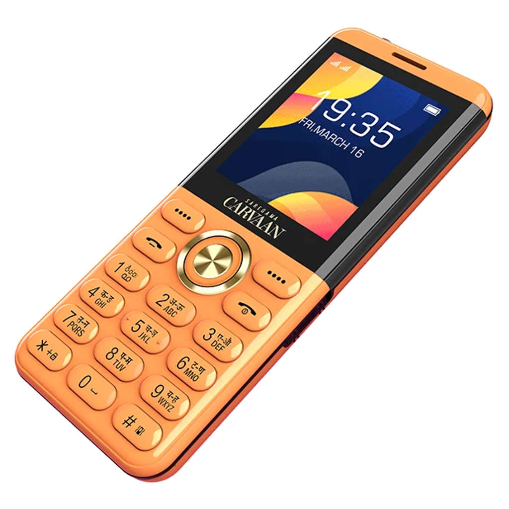 Saregama Carvaan Don M22 Keypad Mobile Phone 1000 Pre-Loaded Hindi Songs 2.4 Inch Iris Orange