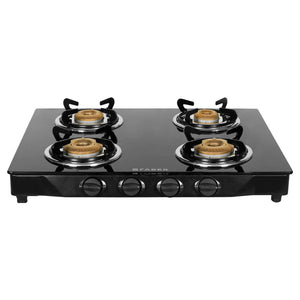 Faber Double Jumbo BK Glass Top Gas Stove 4 Brass Burner 