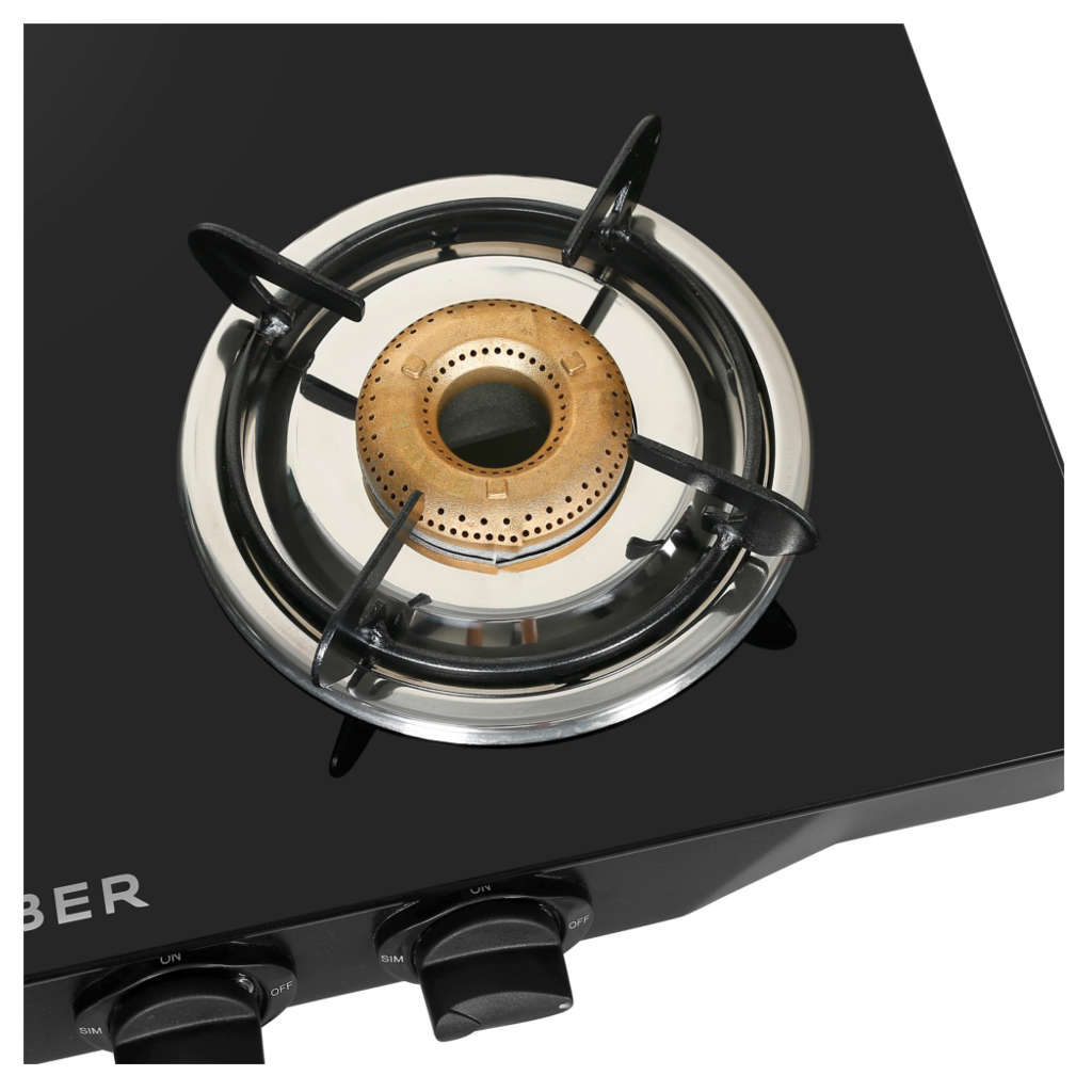 Faber Double Jumbo BK Glass Top Gas Stove 4 Brass Burner