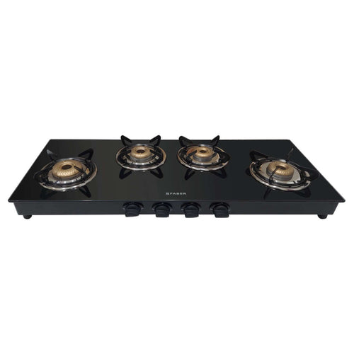 Faber Jumbo XL Glass Top Gas Stove 4 Brass Burner 