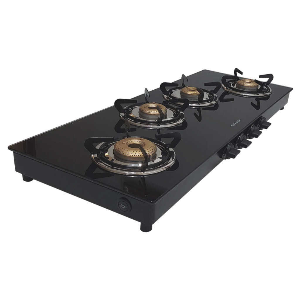 Faber Jumbo XL Glass Top Gas Stove 4 Brass Burner