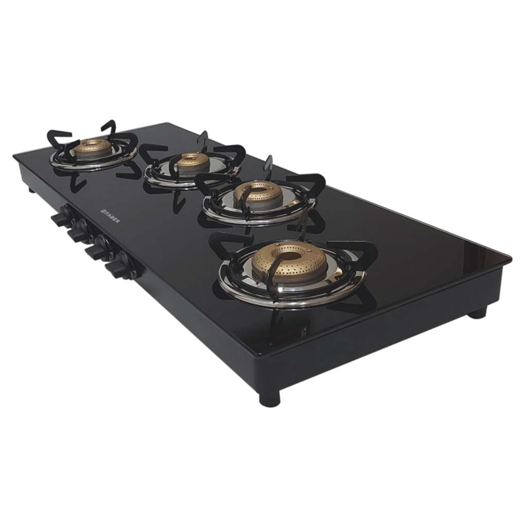 Faber Jumbo XL Glass Top Gas Stove 4 Brass Burner