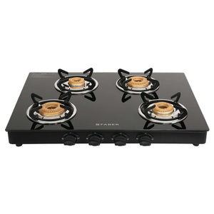 Faber Jumbo Neo XL AI Glass Top Gas Stove 4 Brass Burner 