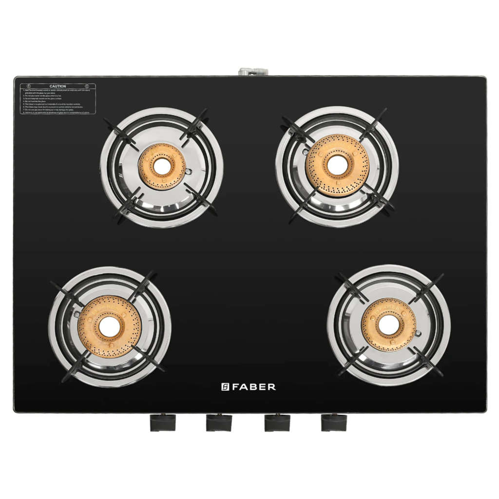 Faber Jumbo Neo XL AI Glass Top Gas Stove 4 Brass Burner