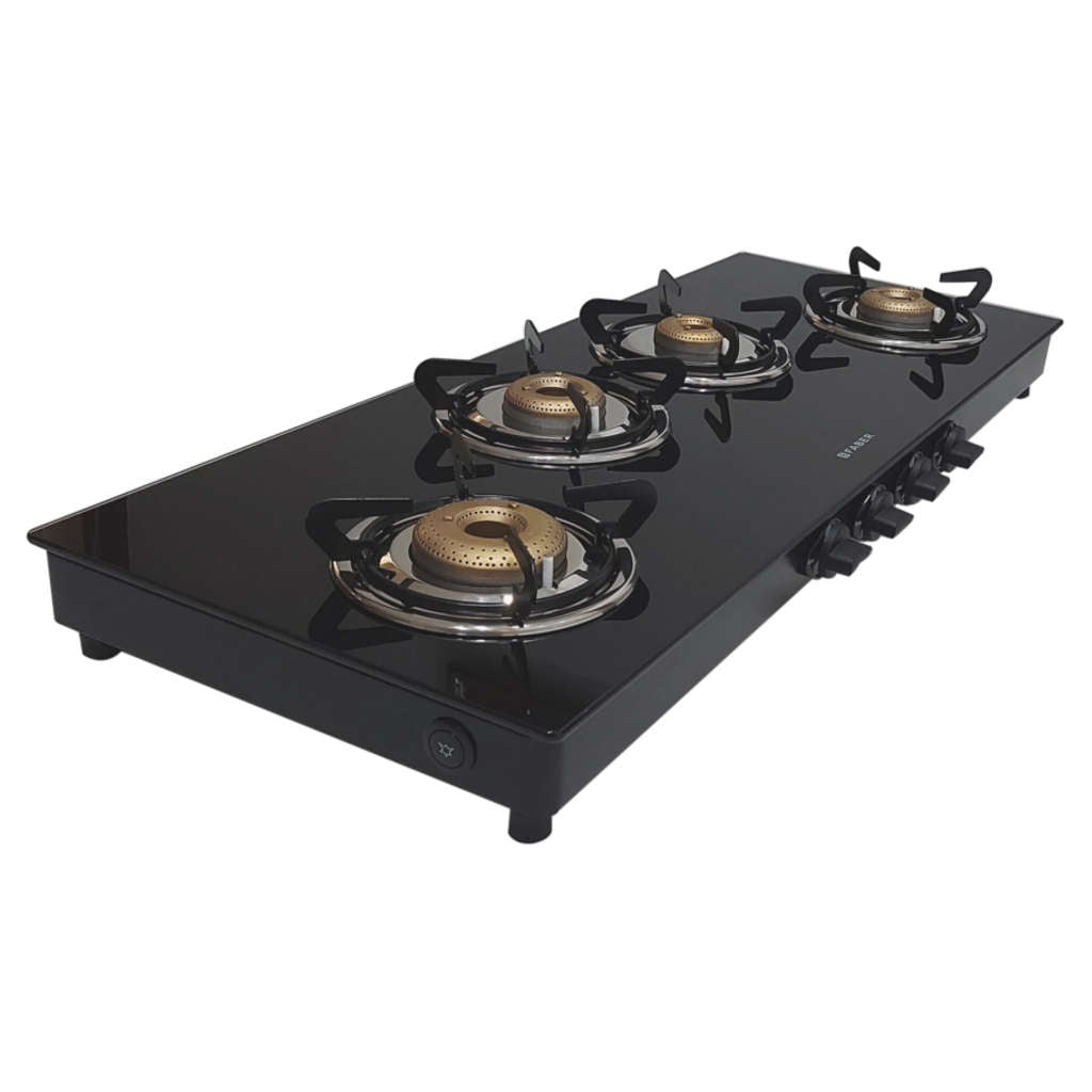 Faber Jumbo XL AI Glass Top Gas Stove 4 Brass Burner