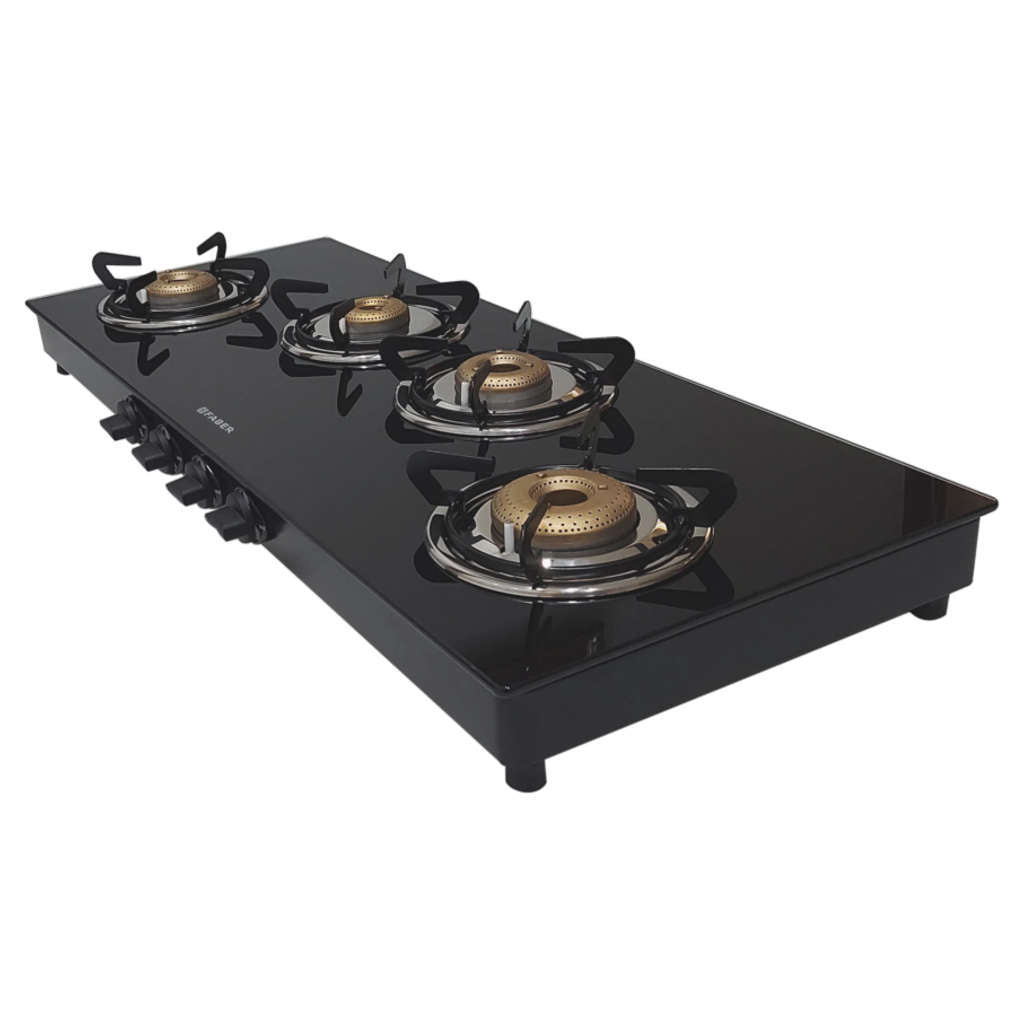 Faber Jumbo XL AI Glass Top Gas Stove 4 Brass Burner