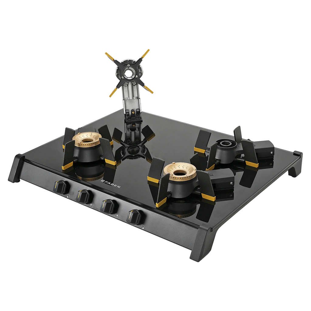 Faber Hob Genius 704 BK Cooktop 4 Brass Burner