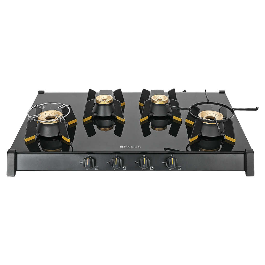 Faber Hob Genius 804 AI BK Cooktop 4 Brass Burner 