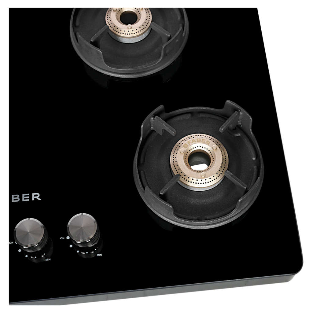 Faber Nios DLX 754 BK Glass Top Gas Stove 4 Brass Burner