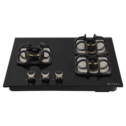 Faber Hob Imperia Cooktop 3 Brass Burner 603 BRB CI BK 