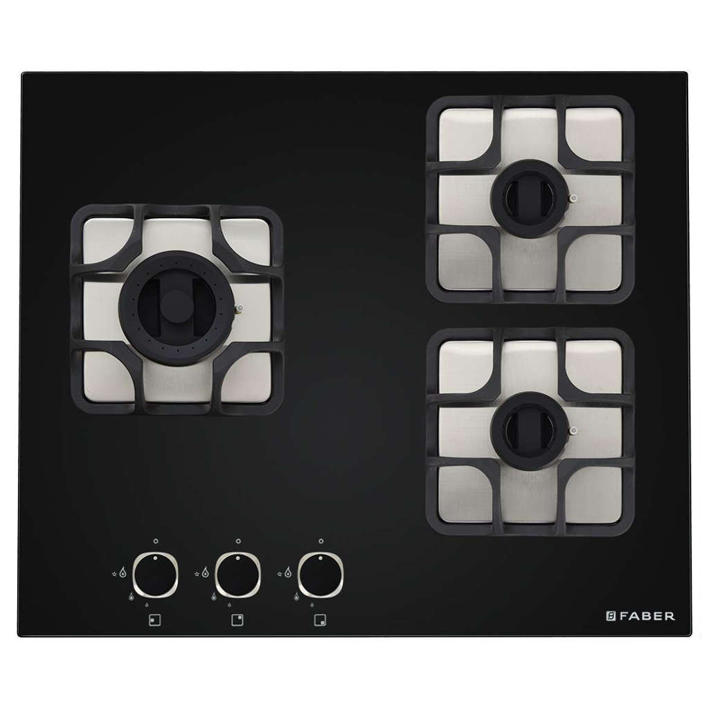 Faber Hob Imperia Cooktop 3 Brass Burner 603 BRB CI BK