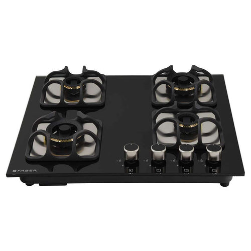 Faber Hob Imperia Cooktop 4 Brass Burner 604 BRB CI BK 