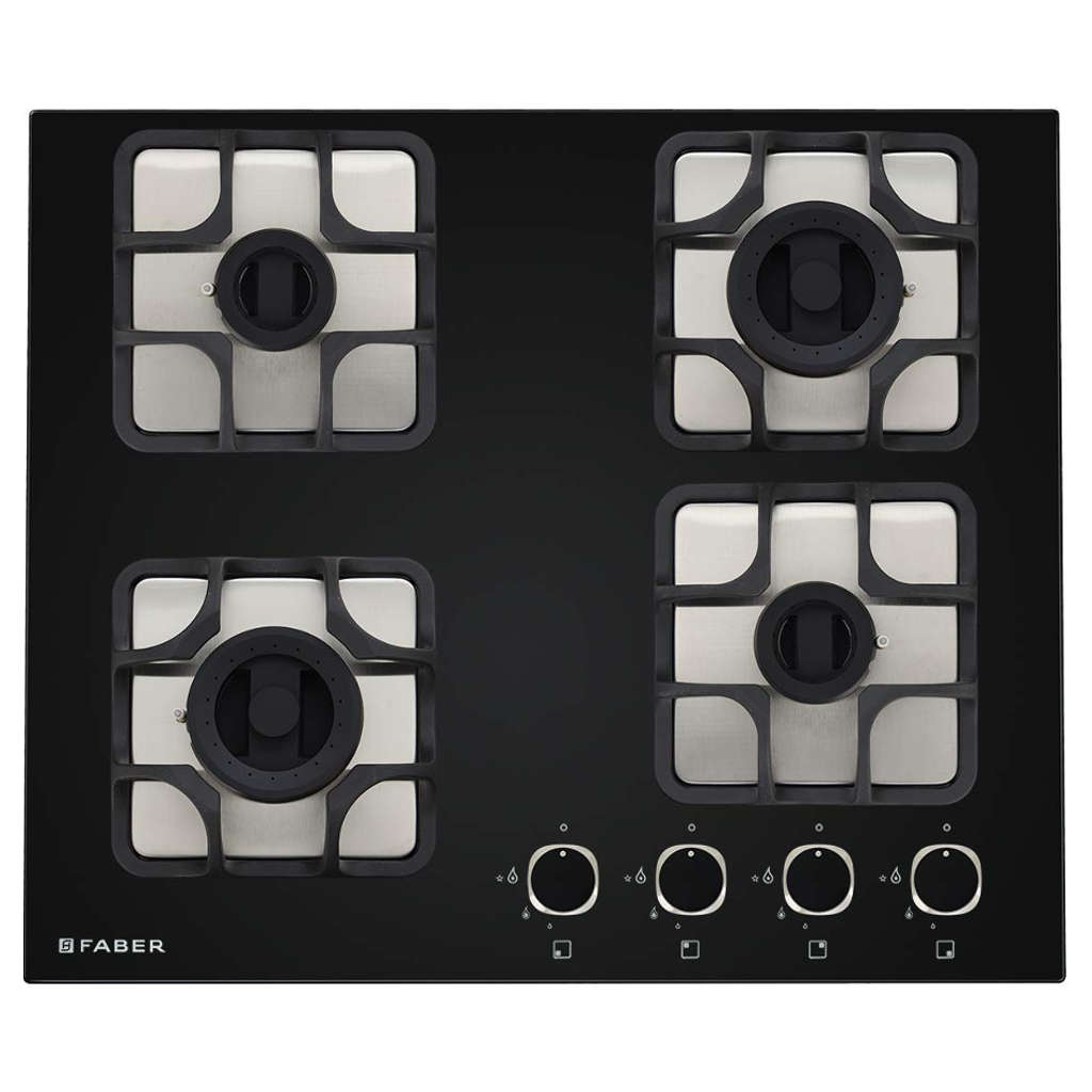 Faber Hob Imperia Cooktop 4 Brass Burner 604 BRB CI BK