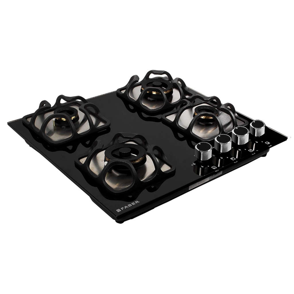 Faber Hob Imperia Cooktop 4 Brass Burner 604 BRB CI BK