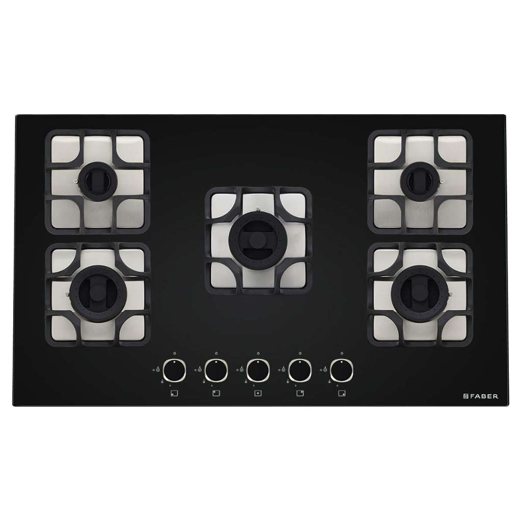 Faber Hob Imperia Cooktop 5 Brass Burner 905 BRB CI BK