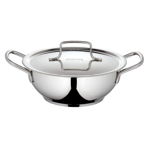 Borosil Cookfresh Stainless Steel Deep Kadai With Lid 2.8 Litre CFDK24SS18 