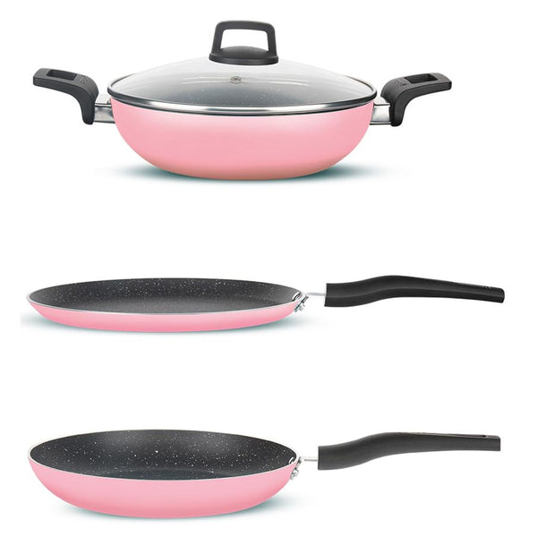 Buy Borosil Festive Glory Nonstick Cookware Set Of 4 Pink NS04GSPINK01 ...