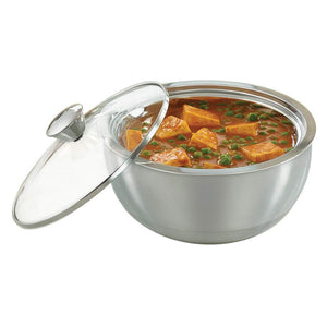 Borosil Servefresh Stainless Steel Curry Server Casserole 500 ml SF0500GLCS11 