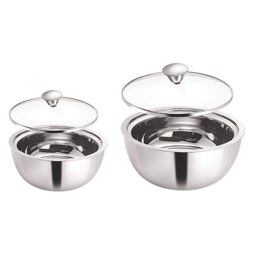 Borosil Servefresh Stainless Steel Curry Server Casserole Set Of 2 (500ml + 900ml) SFSET2CS11 