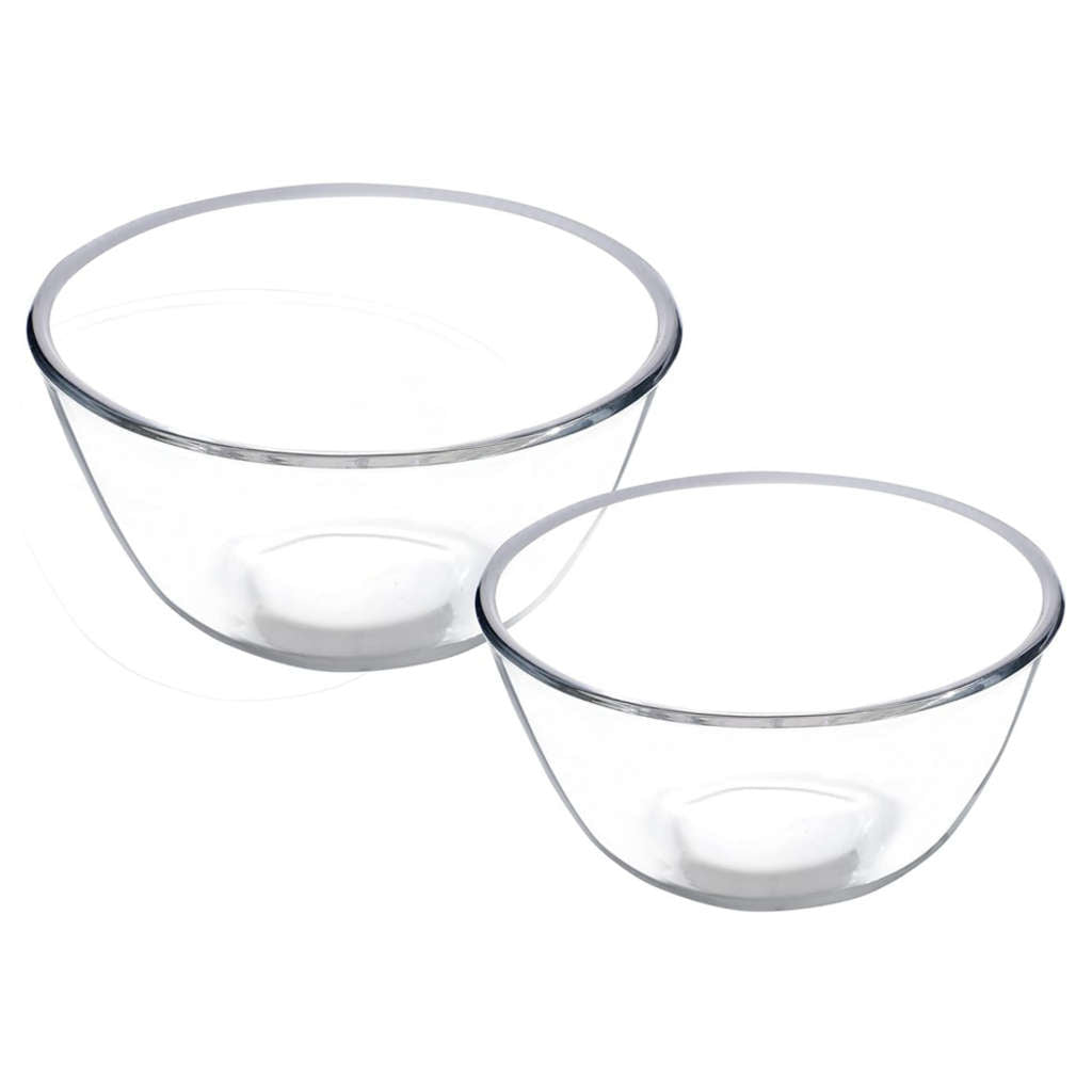 Borosil Mixing & Serving Glass Bowl Set Of 2 (500ml + 1.3Litre) IH22MB1202