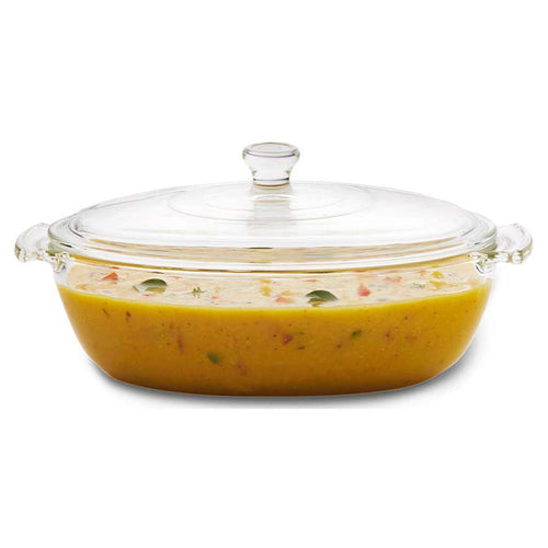 Borosil Deep Oval Casserole With Glass Lid 1.3 Litre IYDOCAS1200 