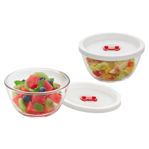 Borosil Mixing Glass Bowl With Lid Set Of 2 (500ml + 1.3Litre) IY22BS12021 