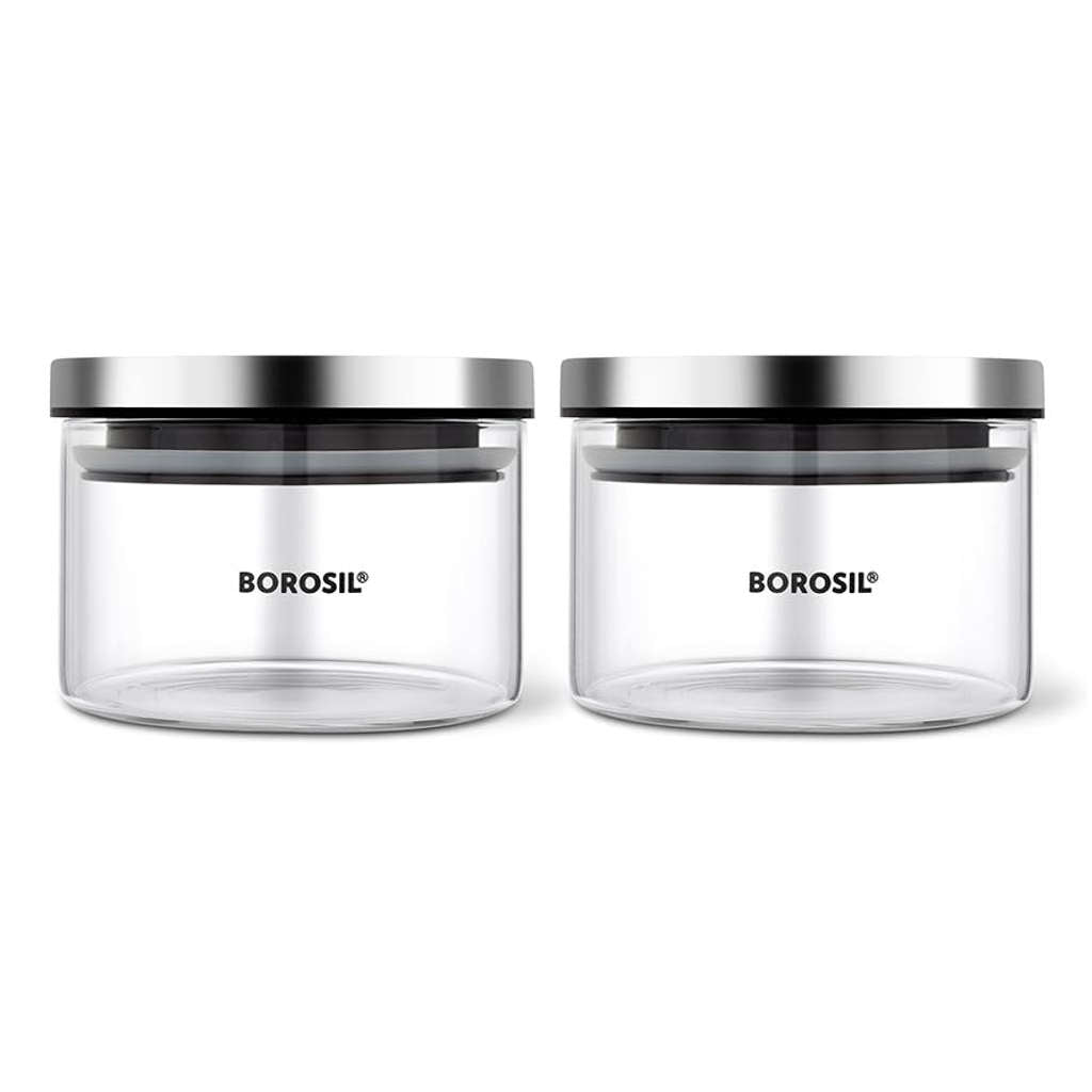 Borosil Classic Glass Storage Jar Set Of 2 (300ml + 300ml) BCLJR962300