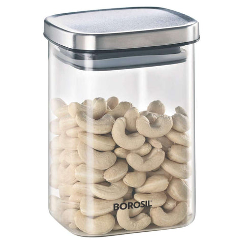 Borosil Classic Square Glass Storage Jar 1 Litre IJXCLSQJ1000 