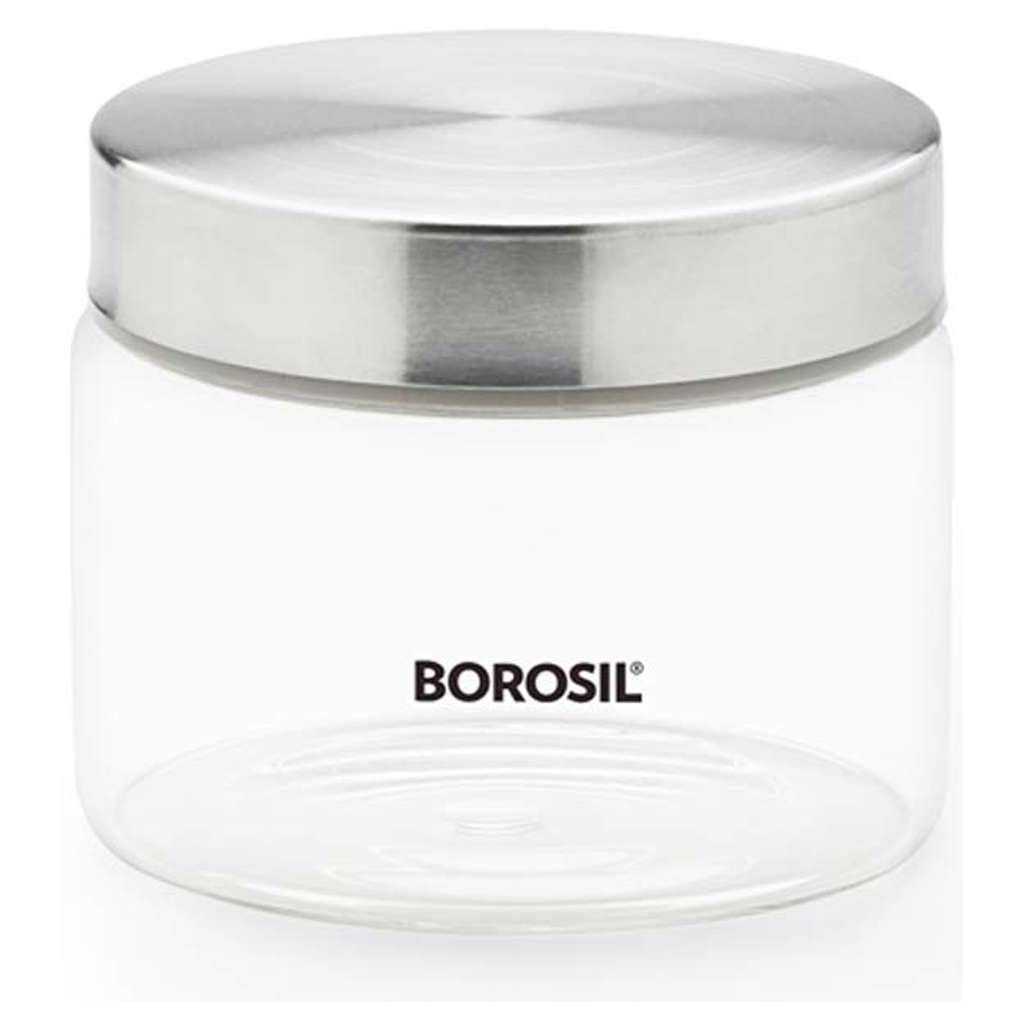 Borosil Endura Airtight Glass Storage Jar With Stainless Steel Lid 350 ml BVVGJRSS350