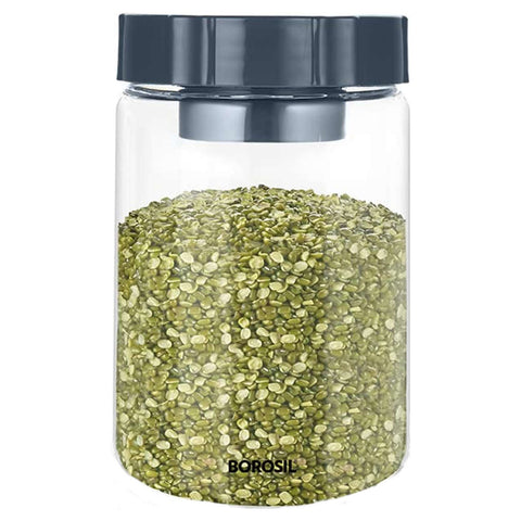 Borosil EasyScoop Endura Airtight Glass Storage Jar With PP Gray Lid 900 ml BVGJRESP900 