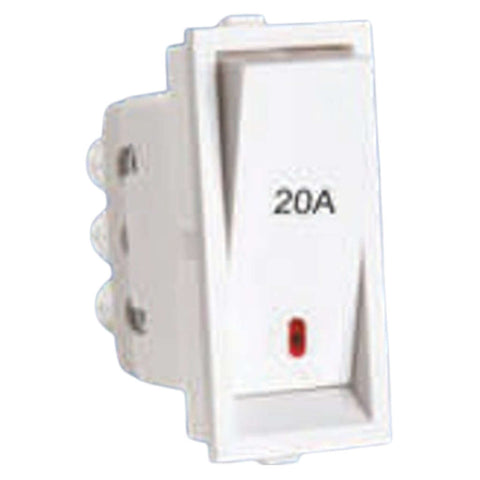 Orbit Express Modular Series Rocker 20A Flat 1 Way Switch With Indicator 1 Module White 1411-F 