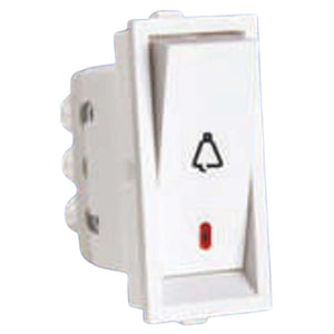 Orbit Express Modular Series Rocker 10A Flat Bell Push Switch With Indicator 1 Module White 1411-G 