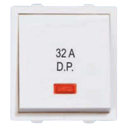 Orbit Express Modular Series Rocker 32A DP Switch With Indicator 2 Module White 1425 